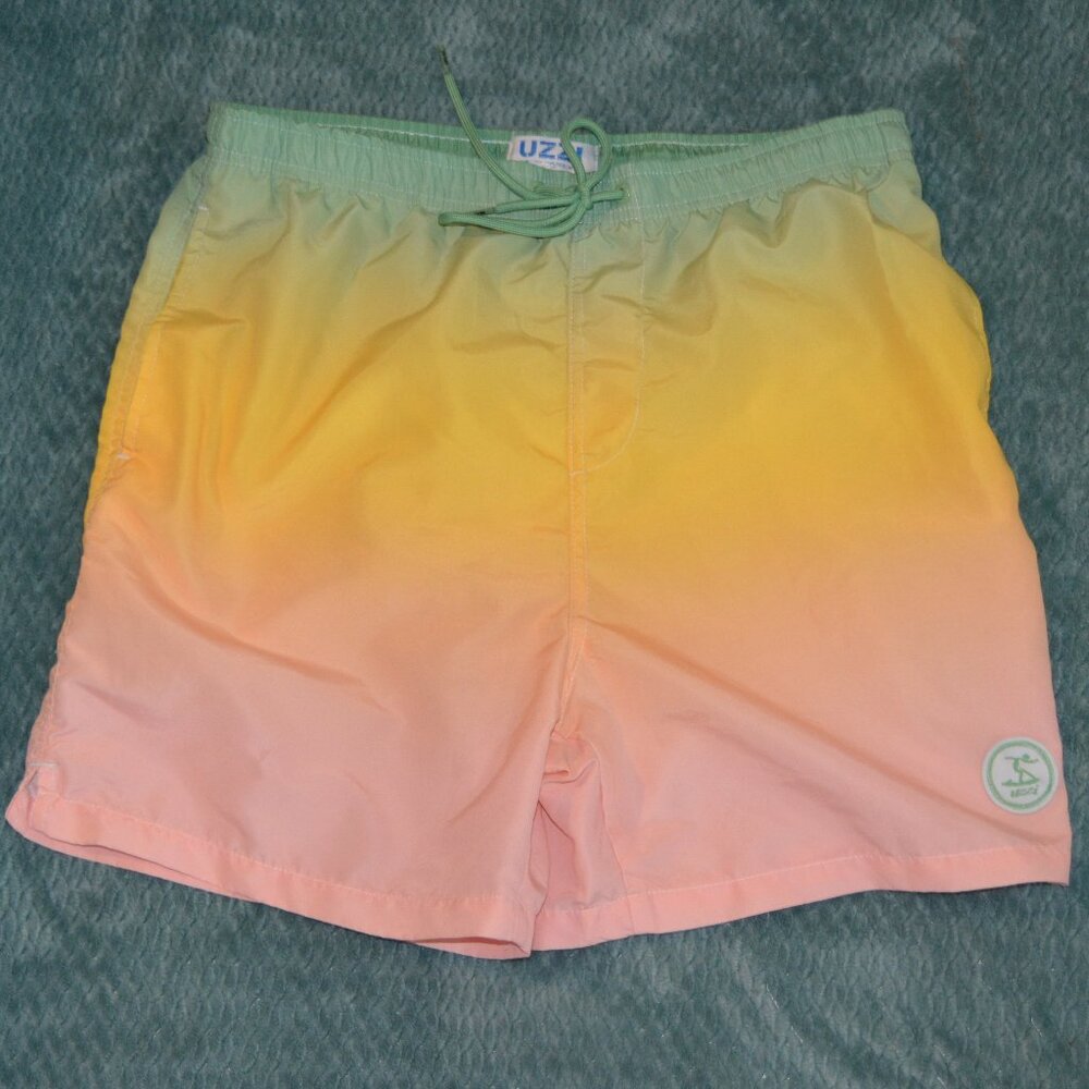 Uzzi | Men's multicolor board shorts pink yellow green